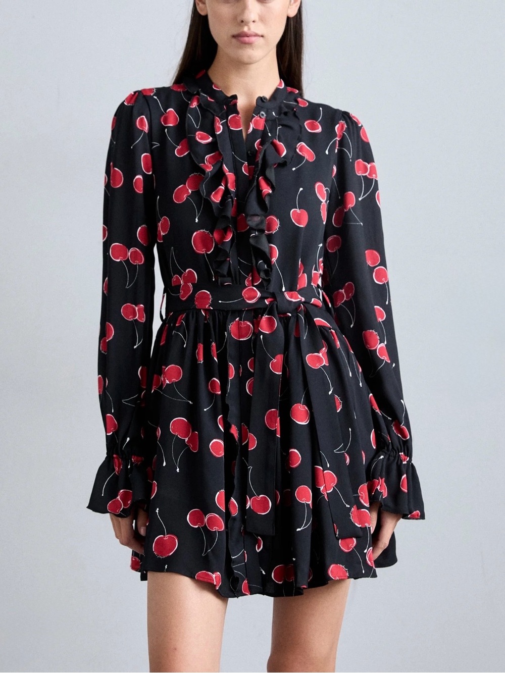The Kooples La Cerise Cherry Print Mini Dress 2 Medium New With Tags